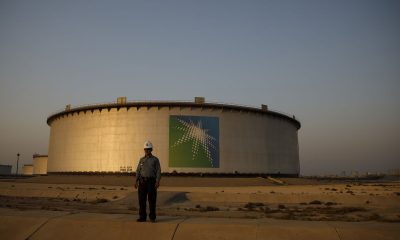 Saudi Aramco logo in saudi oilfield