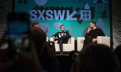 Mike Krieger, center, and Kevin Systrom, co-founders of Instagram