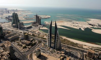 Aerial view of the skyline of Manama, Bahrain.